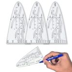 pcsfoe Matematik parabol şablonu, 3 adet parabol şablonu, normal parabol şablonu, birim parabel, çok fonksiyonlu normal parabol şablonu, öğrenciler, ofis, tasarımcı boyama için parabol cetvel