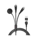 PD 100W Destekli 5'i 1 Arada Naylon Örgülü Kablo, Çoklu Şarj Kablosu USB A/C Tipi C/Yıldırım/Manyetik Saat, iPhone, iPad, MacBook, Galaxy ile Uyumlu