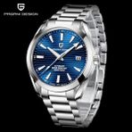 PD-1688 Aqua Terra Erkek 40MM Retro Japonya NH35A Otomatik Mekanik 100M Su Geçirmez Safir Çelik Saat - Mavi