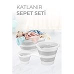 PD-Home Katlanır Sepet, Kova ve Maşrapa Seti Gri