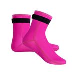 pdodo Üniseks neopren çorap, 3 mm neopren çorap, dayanıklı, plaj voleybolu, kum geçirmez çorap, kaymaz taban, su sporları, yüzme, kano, neopren çorap, dalış çorabı, PembeKırmızı, Large