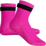 pdodo Üniseks neopren çorap, 3 mm neopren çorap, dayanıklı, plaj voleybolu, kum geçirmez çorap, kaymaz taban, su sporları, yüzme, kano, neopren çorap, dalış çorabı, PembeKırmızı, Small