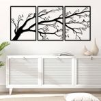 Pduoduo 3'lü Set Büyük Hayat Ağacı Duvar Dekoratif, Metal Duvar Dekoru, Ağaç Tabelası, Daldaki Kuşlar Ev Bahçe Ofis İç Mekan Dış Mekan için Metal Heykel (39,9 x 89,9 cm)