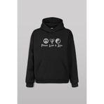 Peace Love Zen Ying Yang İyilik Kötülük Ön Baskılı Sweatshirt Unisex Kapüşonlu Hoodie Siyah