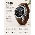 Peachtech Unar Chrono Amoled Akıllı Saat Bluetooth Görüşme Premium Metal Kasa Deri Kordon Smarts Watch - Gümüş