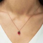 Peanelife ​925 Ayar Rose Çilek Figür Meyve Unisex Gümüş Kolye