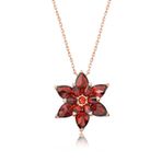 Peanelife 925 Ayar Rose Kırmızı Lotus Çiçeği Unisex Gümüş Kolye