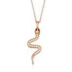 Peanelife 925 Ayar Rose Yılan Kadın Gümüş Kolye