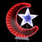 Peanelife Ay Yıldız Pano Türk Bayrağı Şerit Ledli Işıklı Tablo Hediyelik - Renkli