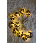 Peanelife Ramazan Ay Yıldız Figürlü Pilli Dekoratif LED Işık Zinciri 2 Metre 10 LED Çift Modlu