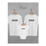 Pear Wear Best Mom Dad Baby Baskılı 3'lü Takım Anne Baba Bebek Zıbın Oversize T-shirt Body