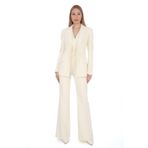 PEARL Beyaz Slim Fit Krep İnci Düğmeli Kruvaze Yelek - Şık, Zarif ve Çok Yönlü Tasarım AÇIK KREM 42