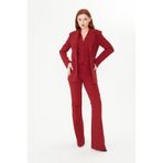 PEARL Bordo Ceket Yelek Pantolon Takım Kadın Blazer Takım Elbise - Ofis Şık Business Casual Moda Trend