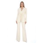 PEARL Kadın Krep Kumaş Beyaz Blazer Ceket Yelek Pantolon Şık Alt Üst Takım İş ve Davet Stili AÇIK KREM 44
