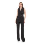 PEARL Kadın Yelek Pantolon Takım Siyah Krep Kruvaze İnci Düğmeli Slim Fit Şık Ofis Davet Günlük Kombin SİYAH 40