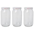 Pearl Shop Adet 1000 ml Metal Beyaz Konserve Kapaklı Şeffaf Paşabahçe Menemen Turşuluk Cam Kavanoz