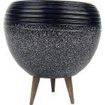 Pearl Shop Dekorasyon Siyah Granit Küp Saksı Saksılık Salon Çiçeklik Büyük Boy 3 Ayaklı