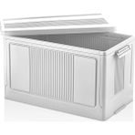 Pearl Shop Dev Boy Katlanır Kilit Kapaklı Kasa 55 Litre Hacimli, Yer Kaplamayan Portatif Saklama Kutusu Ardiye, Balkon, Mutfak, Kiler, Bahçe ve Araç Bagajı Için Güvenli Organizer (Beyaz)