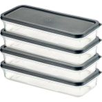 Pearl Shop Home 4 Adet Buzdolabı Organizeri – Pp Plastik Şeffaf ve Ayarlanabilir Saklama Kabı, Gıdaları Taze Tutan Fresh Box, Çok Amaçlı,mikrodalga ve Bulaşık Makinesi Uyumlu (Gri, 1200 Ml)