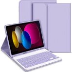Pearl Shop Moveteck Ipad Air 4 ve 5 Nesil 10.9 Inç Uyumlu Tablet Klavyeli Kılıf Bluetooth Kalem Bölmeli Stand Manyetik, Lavanta, Tek Ebat, KLAVYEAİR4LAVANTA