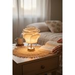 PearlHome Beyaz EVA EMOTİON Tasarım Kablosuz Masa Lambası – Mat Gold, Dekoratif LED Abajur