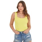 Pearls of Home Kadın Crop Top - Vücuda Oturan Crop - 15 Farklı Renk Seçeneği - Esnek Örme Triko Kadın Atlet - (Sarı)