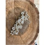 Pearly Handmade Gelin Saç Aksesuarı Kristal İnci Tarak Toka Kadın Düğün Kına Nişan Şıklığı - Beyaz