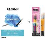 Pebeo Suluboya Fırça Seti:2 - 4'lü ve Canson Graduate Defter A5 250GR - Karışık-Çok Renkli - standart