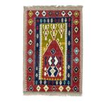 Pecenek İlkel Desenli El Dokuma Yün Kilim 106x154 cm