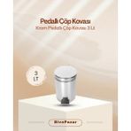 Pedallı 3 Lt Krom Metal Çöp Kovası