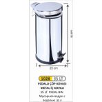 Pedallı Çöp Kovası 18 Lt Metal Iç Kovalı - Gri - 35LT