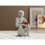 Pedi Pidi Modern Kalp Tutan Dekoratif Insan Figürü – Minimalist Masa & Raf Biblosu - Beyaz - Kırmızı