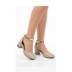 pediashoes KIZ ÇOCUK ALTIN SİMLİ KARE TOPUKLU ABİYE ŞIK AYAKKABI