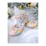 pediashoes KIZ ÇOCUK GÖKKUŞAĞI RENKLİ MİNİK TOPUKLU ABİYE AYAKKABI