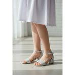 pediashoes KIZ ÇOCUK GÜMÜŞ RENK SİMLİ PARLAK RAHAT KARE TOPUKLU ŞIK ABİYE AYAKKABI