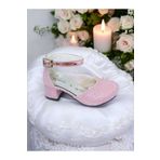 pediashoes KIZ ÇOCUK PEMBE SİMLİ KARE TOPUKLU ABİYE ŞIK AYAKKABI