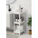 Peggy Beyaz Geniş 3 Katlı Çok Amaçlı Mutfak Banyo Raf Ünitesi Tekerlekli Organizer