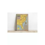 Pegziz Amerika 1945 Haritası Sanatsal Duvar Dekorasyon Poster 60X90cm.