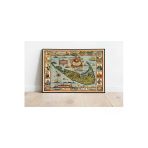 Pegziz Amerika Nantucket Adası 1926 Haritası Sanatsal Duvar Dekorasyon Poster 60X90cm.