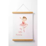 Pegziz Çocuk Odası Ahşap Askılı Balerin Baskılı Kanvas Duvar Dekorasyonu 40X50cm.