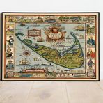 Pegziz pgzzNM124 Amerika Nantucket Adası 1926 Haritası Sanatsal Duvar Dekorasyon Poster 60x90cm.