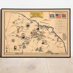 Pegziz pgzzNM132 Kuzey Karolina Haritası Sanatsal Duvar Dekorasyon Poster 60x90cm.
