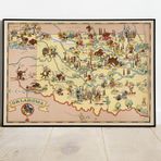 Pegziz pgzzNM146 Oklahoma Eyaleti Haritası Sanatsal Duvar Dekorasyon Poster 60x90cm.