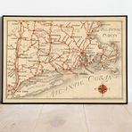 Pegziz pgzzNM2092 Amerika New England 1933 Haritası Sanatsal Duvar Dekorasyon Poster 60x90cm.