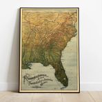 Pegziz pgzzNM214 Amerika Doğu Yakası Haritası Sanatsal Duvar Dekorasyon Poster 60x90cm.