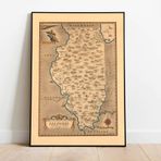 Pegziz pgzzNM2219 Amerika illinois Haritası Sanatsal Duvar Dekorasyon Poster 60x90cm.