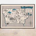 Pegziz pgzzNM2281 iowa Haritası Sanatsal Duvar Dekorasyon Poster 60x90cm.