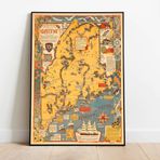 Pegziz pgzzNM2386 Amerika Maine Haritası Sanatsal Duvar Dekorasyon Poster 60x90cm.