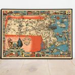Pegziz pgzzNM2389 Massachusetts 1930 Haritası Sanatsal Duvar Dekorasyon Poster 60x90cm.