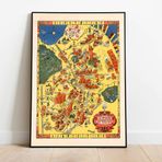 Pegziz pgzzNM2398 Amerika San Francisco Haritası Sanatsal Duvar Dekorasyon Poster 60x90cm.
